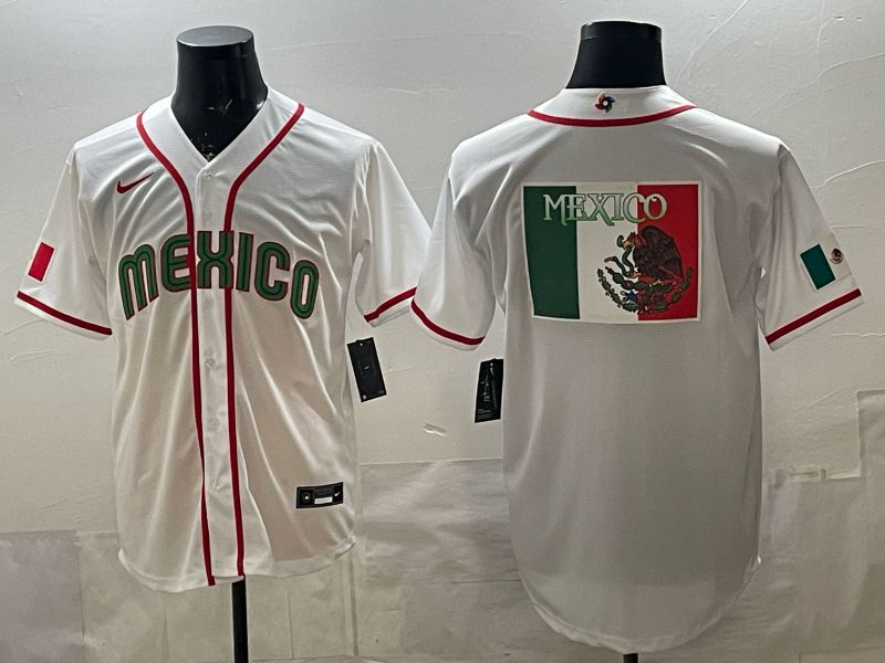 Men 2026 World Cub Mexico Blank White Game Nike MLB Jersey style 006